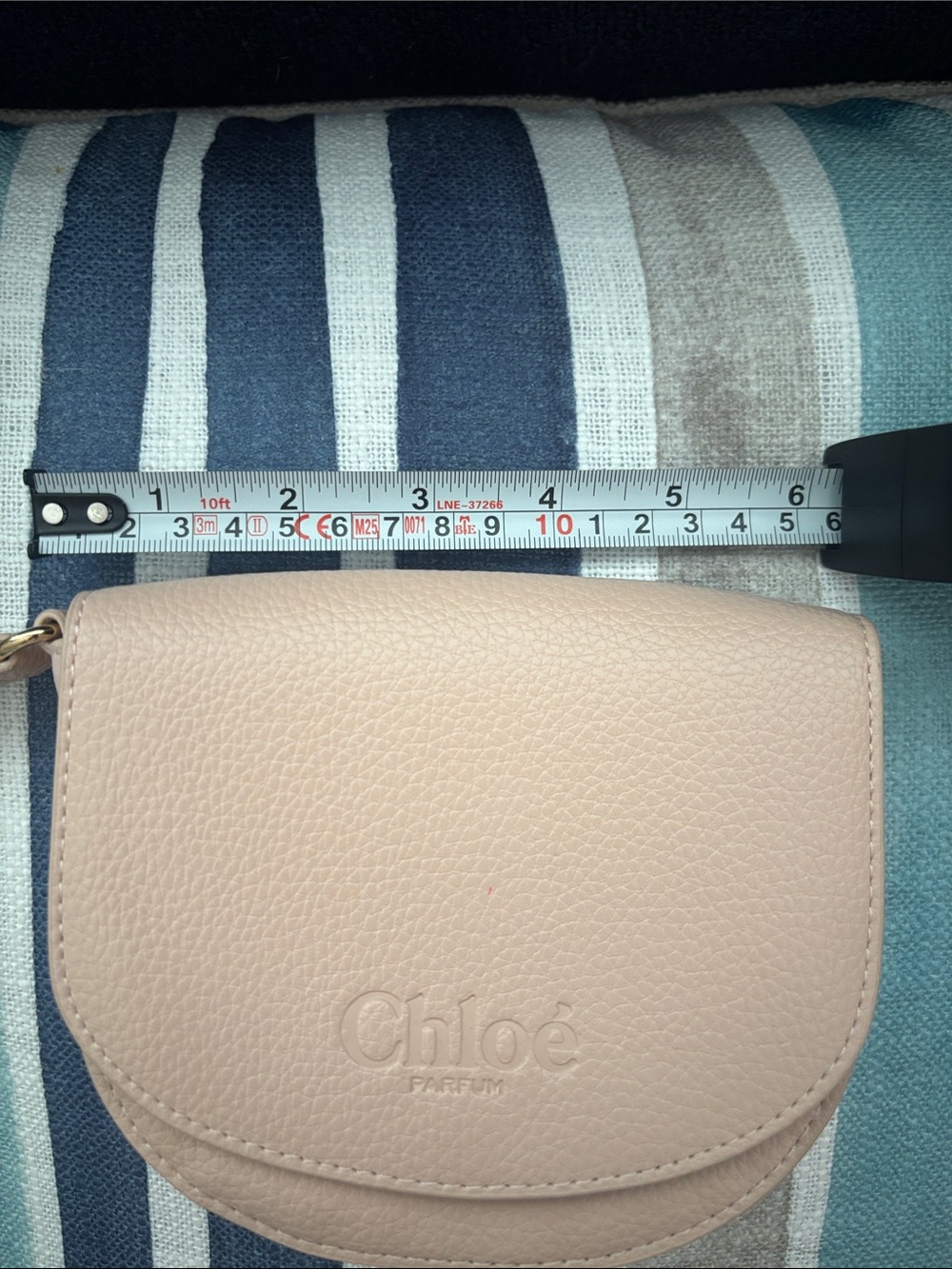 CHLOE BRAND Blush colored Pebbled Vegan Leather Parfum wristlet. - Picture 3 of 13